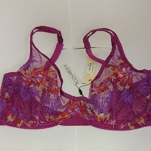Cosabella Magenta Lace Bra with Floral Embroidery